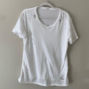 John Galt White Ripped/Distressed Tee